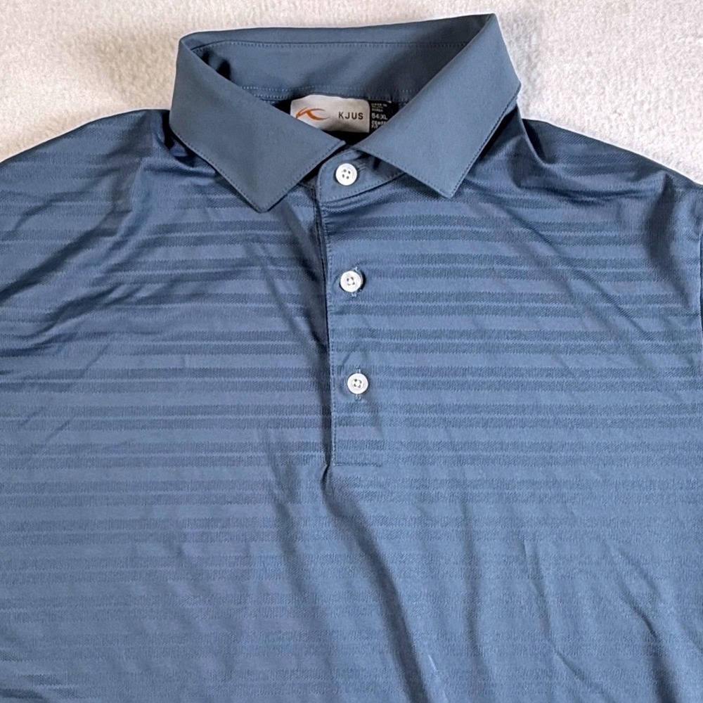 KJUS Luis Solid Polo Mens XL Short Sleeve Striped Golf Shirt Blue Peformance